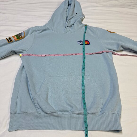 The North Face Novelty Patch Hoodie Men’s Medium Light Blue EUC - Picture 13 of 14